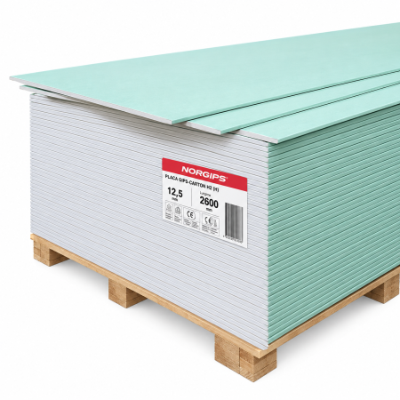Placa gips-carton pentru mediu umed Norgips GKBI, tip H2, 12.5 x 1200 x 2600 mm